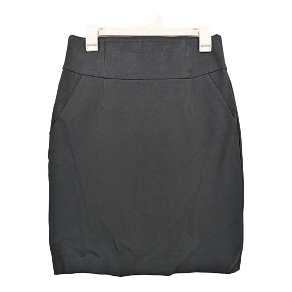 Banana Republic Straight Pencil Skirt 4 Black Stretch Work Back Zip Slit Pockets - Picture 1 of 11